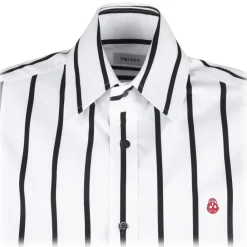 Alexander McQueen Shirts-- Skull Striped Shirt - White Black - Exclusive Luxury Collection - Avvenice