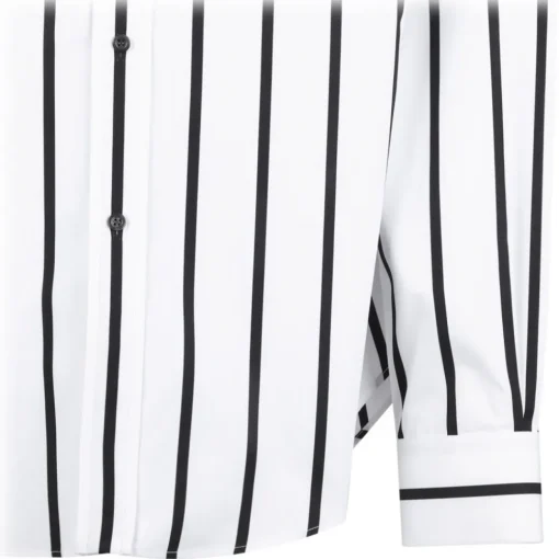 Alexander McQueen Shirts-- Skull Striped Shirt - White Black - Exclusive Luxury Collection - Avvenice