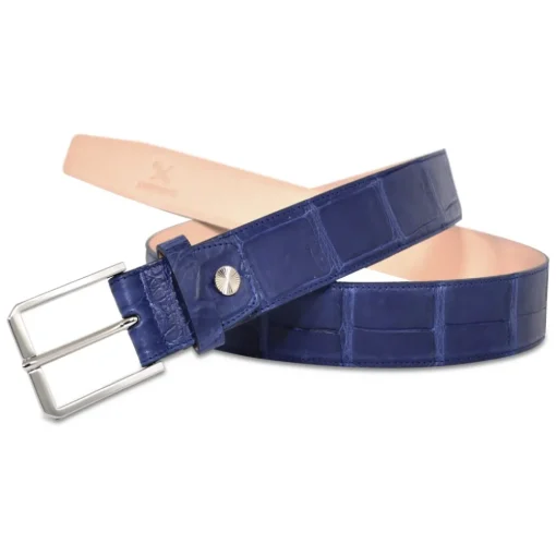 Ammoment Belts-- Belt - Nile Crocodile in Navy - Leather High Quality Luxury Belt - Avvenice