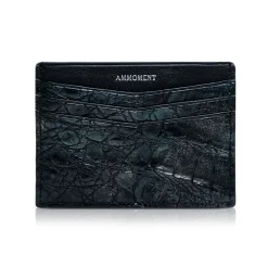 Ammoment Wallets-- Caiman in Black Northern Light - Leather Credit Card Holder - Avvenice