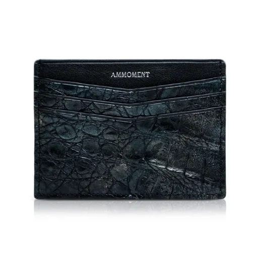 Ammoment Wallets-- Caiman in Black Northern Light - Leather Credit Card Holder - Avvenice