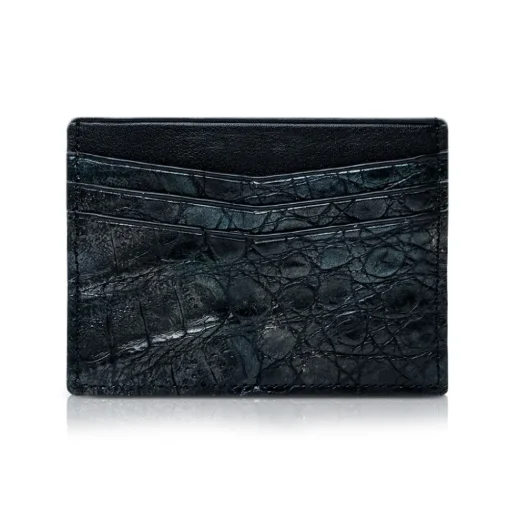 Ammoment Wallets-- Caiman in Black Northern Light - Leather Credit Card Holder - Avvenice