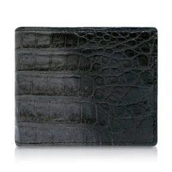 Ammoment Wallets-- Caiman in Degrade Coal New Age - Leather Bifold Wallet with Center Flap - Avvenice