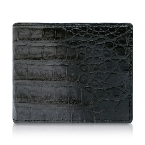 Ammoment Wallets-- Caiman in Degrade Coal New Age - Leather Bifold Wallet with Center Flap - Avvenice