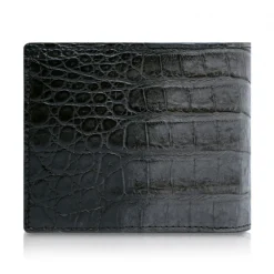 Ammoment Wallets-- Caiman in Degrade Coal New Age - Leather Bifold Wallet with Center Flap - Avvenice