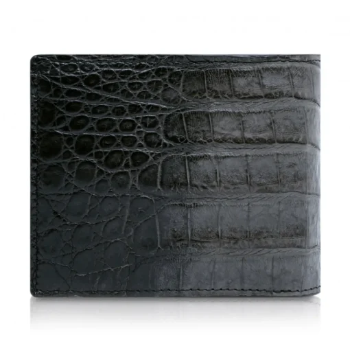 Ammoment Wallets-- Caiman in Degrade Coal New Age - Leather Bifold Wallet with Center Flap - Avvenice