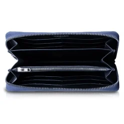 Ammoment Wallets-- Caiman in Degrade Navy-Black - Leather Long Zipper Wallet - Avvenice