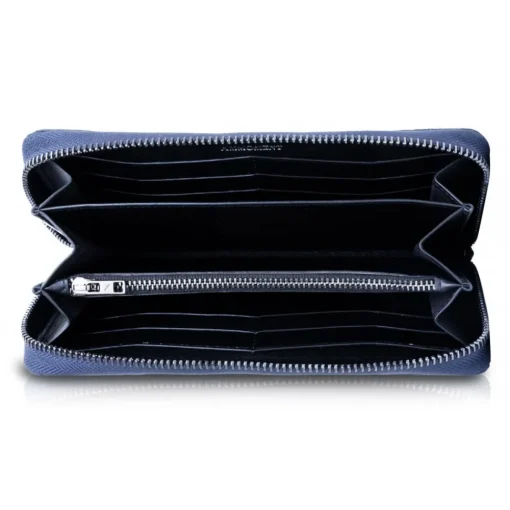Ammoment Wallets-- Caiman in Degrade Navy-Black - Leather Long Zipper Wallet - Avvenice