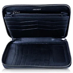 Ammoment Wallets-- Caiman in Degrade Light-Dark Blue - Leather Large Long Zipper Wallet - Avvenice