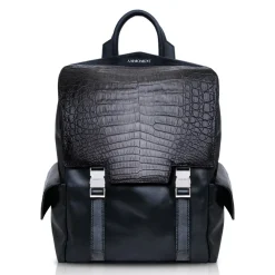 Ammoment Backpacks-- Caiman in Degrade Coal New Age - Leather Zane Large Backpack - Avvenice