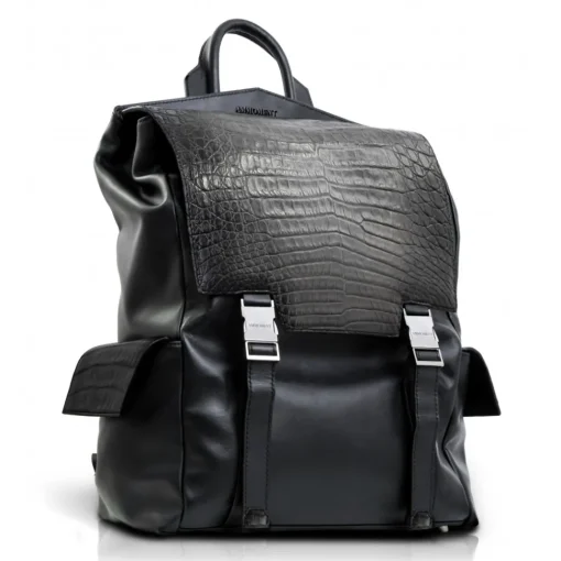Ammoment Backpacks-- Caiman in Degrade Coal New Age - Leather Zane Large Backpack - Avvenice