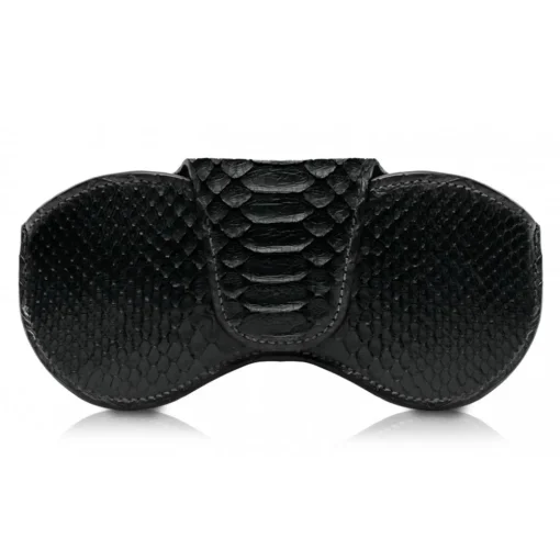 Ammoment Sunglasses & Eyewear-- Eyeglass Case - Python in Black - Luxury Eyeglass Leather Cover - Avvenice