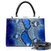 Ammoment Bags-- Jena Handbag Large in Python - Alien Blue - Luxury High Quality Leather Bag - Avvenice