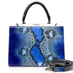 Ammoment Bags-- Jena Handbag Large in Python - Alien Blue - Luxury High Quality Leather Bag - Avvenice