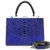 Ammoment Bags-- Jena Handbag Large in Python - NYX Blue - Luxury High Quality Leather Bag - Avvenice
