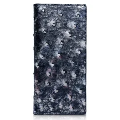 Ammoment Wallets-- Ostrich in Tahitian Pearl Black - Leather Breast Wallet - Avvenice