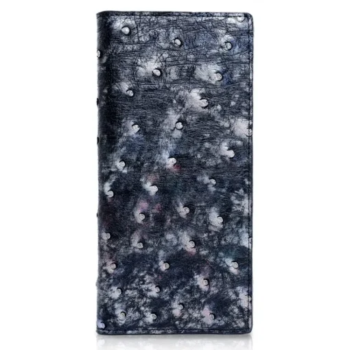 Ammoment Wallets-- Ostrich in Tahitian Pearl Black - Leather Breast Wallet - Avvenice