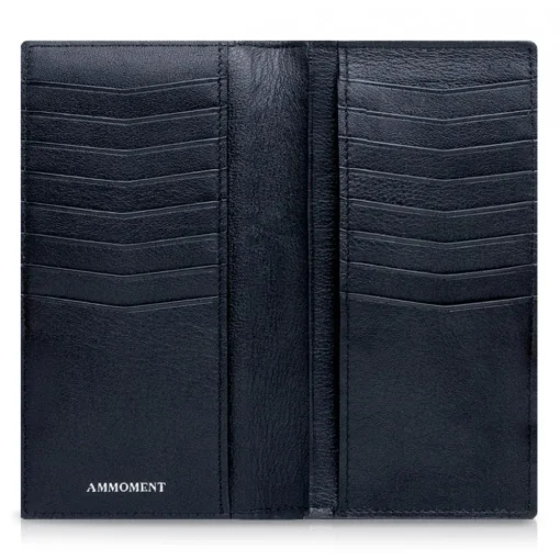 Ammoment Wallets-- Ostrich in Tahitian Pearl Black - Leather Breast Wallet - Avvenice