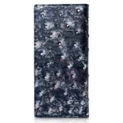 Ammoment Wallets-- Ostrich in Tahitian Pearl Black - Leather Breast Wallet - Avvenice