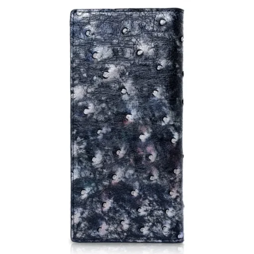 Ammoment Wallets-- Ostrich in Tahitian Pearl Black - Leather Breast Wallet - Avvenice