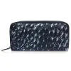 Ammoment Wallets-- Ostrich in Tahitian Pearl Black - Leather Long Zipper Wallet - Avvenice