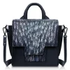 Ammoment Bags-- Ostrich in Tahitian Pearl Black - Leather Lexi Crossbody Bag - Avvenice