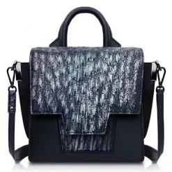 Ammoment Bags-- Ostrich in Tahitian Pearl Black - Leather Lexi Crossbody Bag - Avvenice
