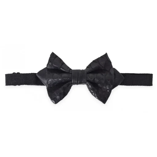 Ammoment Ties & Bow Ties-- Python in Black - Leather Victor Bow Tie - Avvenice