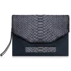 Ammoment Bags-- Python in Black - Leather Pete Clutch Bag - Avvenice