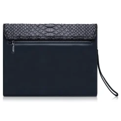 Ammoment Bags-- Python in Black - Leather Pete Clutch Bag - Avvenice