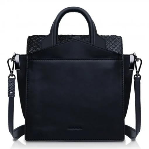 Ammoment Bags-- Python in Black - Leather Lexi Crossbody Bag - Avvenice