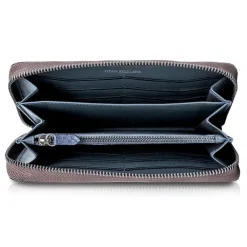 Ammoment Wallets-- Python in Calcite Grey - Leather Long Zipper Wallet - Avvenice