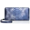 Ammoment Wallets-- Python in Calcite Blue - Leather Large Long Zipper Wallet - Avvenice