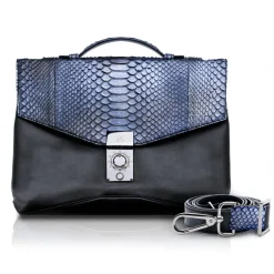 Ammoment Bags-- Python in Calcite Grey - Leather Briefcase -  Orion Business Bag - Avvenice