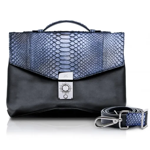 Ammoment Bags-- Python in Calcite Grey - Leather Briefcase -  Orion Business Bag - Avvenice