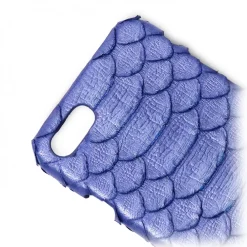 Ammoment Case-- Python in Nacre Blue - Leather Cover - iPhone 8 / 7 - Avvenice