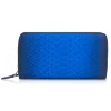 Ammoment Wallets-- Python in Petale Blue - Leather Long Zipper Wallet - Avvenice