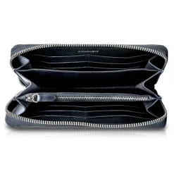 Ammoment Wallets-- Python in Petale Blue - Leather Long Zipper Wallet - Avvenice