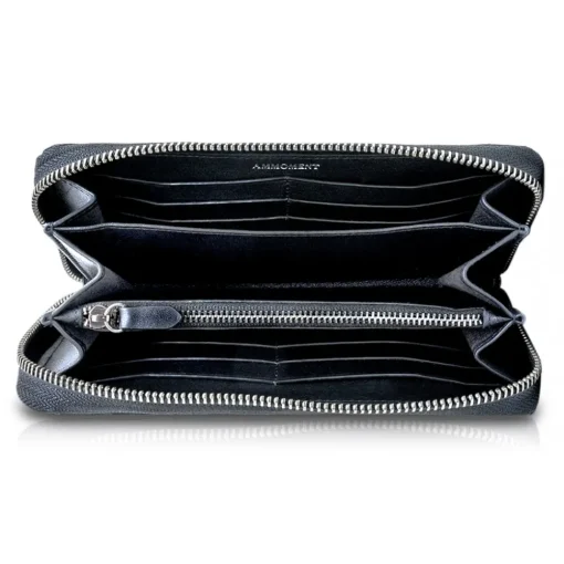 Ammoment Wallets-- Python in Petale Blue - Leather Long Zipper Wallet - Avvenice
