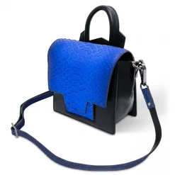 Ammoment Bags-- Python in Petale Blue - Leather Lexi Crossbody Bag - Avvenice
