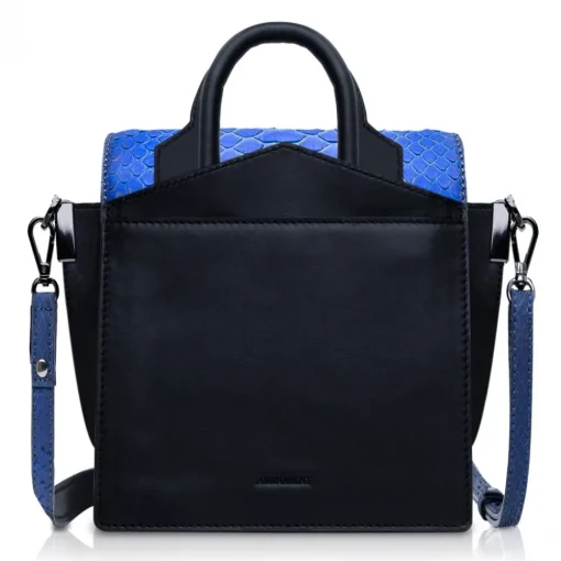Ammoment Bags-- Python in Petale Blue - Leather Lexi Crossbody Bag - Avvenice