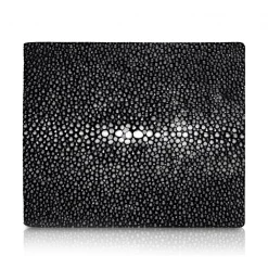 Ammoment Wallets-- Stingray in Black - Leather Bifold Wallet with Center Flap - Avvenice