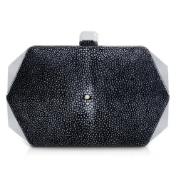 Ammoment Bags-- Stingray in Black - Minaudiere - Leather Bag - Avvenice