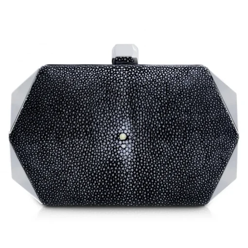 Ammoment Bags-- Stingray in Black - Minaudiere - Leather Bag - Avvenice