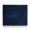 Ammoment Wallets-- Stingray in Glitter Metallic Blue - Leather Bifold Wallet with Center Flap - Avvenice