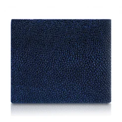 Ammoment Wallets-- Stingray in Glitter Metallic Blue - Leather Bifold Wallet with Center Flap - Avvenice