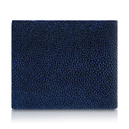 Ammoment Wallets-- Stingray in Glitter Metallic Blue - Leather Bifold Wallet with Center Flap - Avvenice