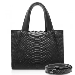 Ammoment Bags-- Vesper Bag Small in Python - Black - Luxury High Quality Leather Bag - Avvenice