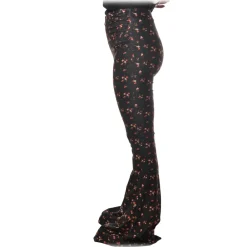 Aniye By Trousers-- Floral Patterned Flared Pant - Black - Pants - Made in Italy - Luxury Exclusive Collection - Avvenice