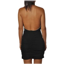 Aniye By Dresses-- Short Dress with Rhinestone Finished Edges - Black - Dress - Made in Italy - Luxury Exclusive Collection - Avvenice